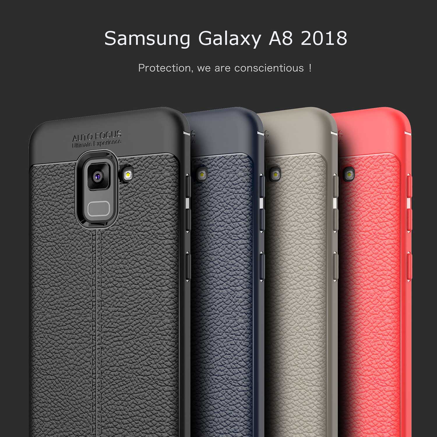 Bakeey-Anti-Fingerprint-Soft-TPU-Litchi-Leather-Case-for-Samsung-Galaxy-A8-2018-1270594